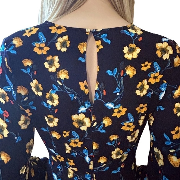 ASTR Nordstroms Vivid Floral Dress Asymmetrical Hemline Long Sleeve Versatile - Picture 13 of 16